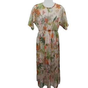 Zara Dress‎ S Sheer Long Hawaiian Empire Cover Up S